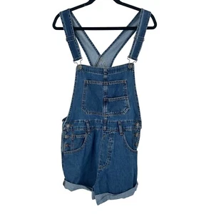 We The Free Ziggy Denim Overalls Shorts Cuffed Pockets Blue Jean Shortall Small - Picture 1 of 8