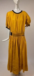 ANTIQUE 1920’S YELLOW + BLACK HALLOWEEN COSTUME DRESS W PUFF SLEEVES - Picture 1 of 6