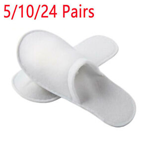5/10/24 Pairs Unisex Disposable Slippers Closed Toe Spa Shoes for Hotel Travel