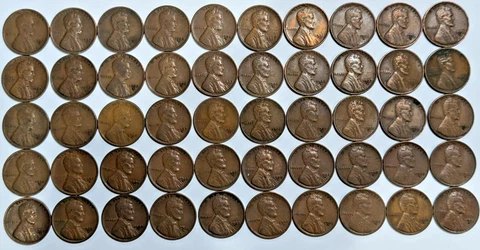 Roll of 50 1932-D Lincoln Wheat Cents Fine or Better Cover