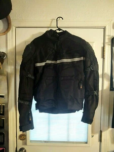 Xelemem Black Padded Racing Motorcycle Jacket removable liner Men's M - Picture 1 of 10