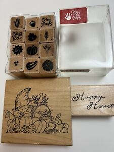 LOT of 14 Wooden Rubber Stamps Close To My Heart/JKL Design Harvest Fall Holiday