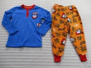 Kelloggs Tony Tiger Boys Pajama XS Blue Fleece Frosted Flakes Cereal 2 Pc New - Picture 1 of 11