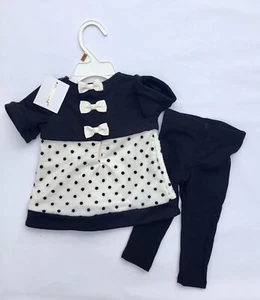 NWT SAVANNAH BABY BLACK TULLE POLKA DOT DRESS W/PANTYHOSE 3-6 MOS BOW BACK - Picture 1 of 2