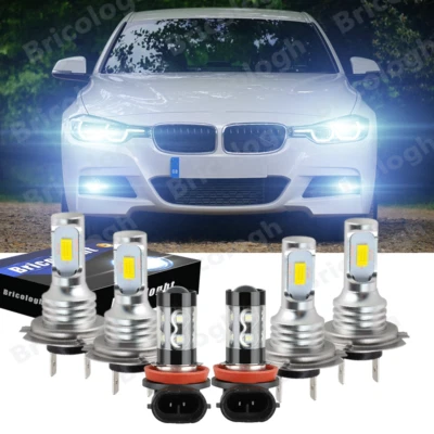 For BMW 328i 2007-2016 6x Bulbs LED Headlights Hi/Low Beams + Fog Lights 6000K - Image 1 of 4