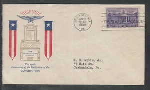 05 ) USA First Day Cover FDC 1938 - 150th Anniversary Ratification Constitution - Picture 1 of 1