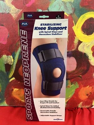 Soporte de rodilla estabilizador FLA con soportes en espiral estabilizador de herradura medio negro nuevo en caja Foto 1 de 2