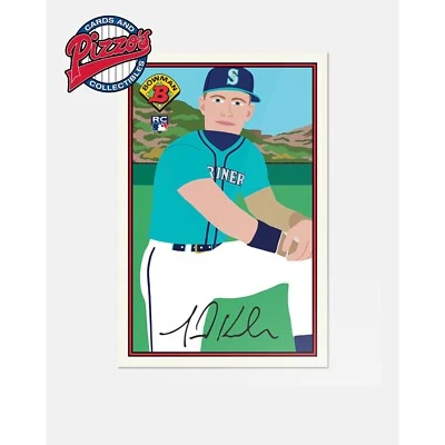 1989 Bowman x Keith Shore - Wave 4 Card 38 Jarred Kelenic RC In Hand - Image 1 of 3