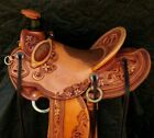 Western Extra Heavy Duty Leather Pleasure Trail Roper Horse Saddle 16" All Sizes