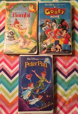 Lot Of 3 Walt Disney VHS Movies Bambi, A Goofy Movie And Peter Pan — 第 1/4 张图片