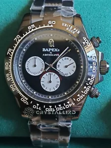 BAPE A BATHING APE TYPE 4 T004 BAPEX 42mm Watch CHRONOGRAPH QUARTZ ALL BLACK - Picture 1 of 10
