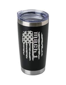Vaso de acero inoxidable grabado con láser de 20 oz diseño de bandera Mach 1 - Imagen 1 de 6