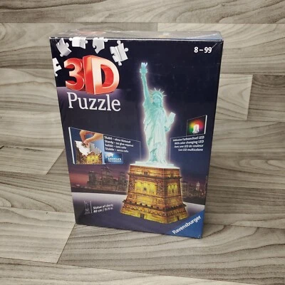 Statue Of Liberty Ravensburger 3D Night Edition Puzzle 120 Pieces Brand New LED - Image 1 of 3