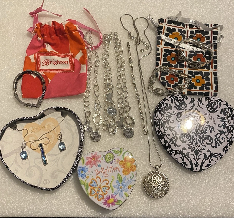 Brighton jewelry 10pc -4❤️ boxes pouches 4 bracelets 5 Necklaces Earrings Cuff - Image 1 of 4