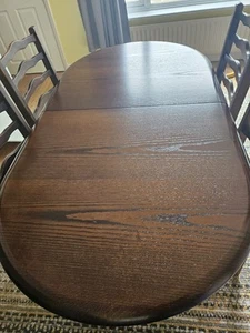 Dark Oak Solid Dining Table and 4 chairs - Picture 1 of 24