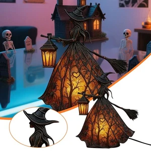 Halloween Witch Lamp, Gothic Spooky Witch Decor with Holding Lantern - Picture 1 of 11
