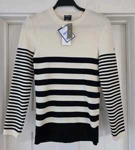 SAINT JAMES X J.CREW Nauplie Wool Sweater WOMENS SMALL Ivory Navy Stripe NWT - Picture 1 of 11