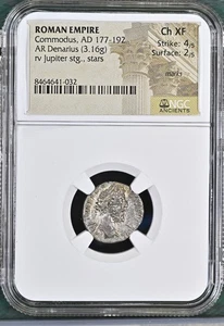 Roman Empire - Commodus - AD 177-192 - Silver Denarius - NGC Ch XF - RIC:256 - Picture 1 of 5