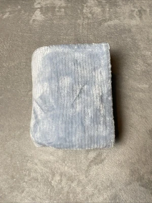 Mon Lapin Baby Blanket Solid Blue Ribbed Stripe Embossed Soft Plush Lovey 30x40" - Image 1 of 4