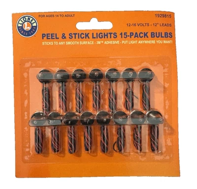 Lionel 1929815 Peel & Stick Lights 15 Pack Bulbs 2019 New Sealed O Gauge Scenery - Image 1 of 2