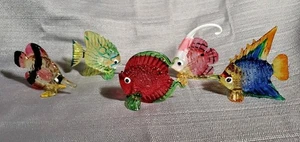 Menge 5 Miniatur mundgeblasen Glas Sea Life Fisch Ozean bunt süß zart EUC!! - Bild 1 von 16