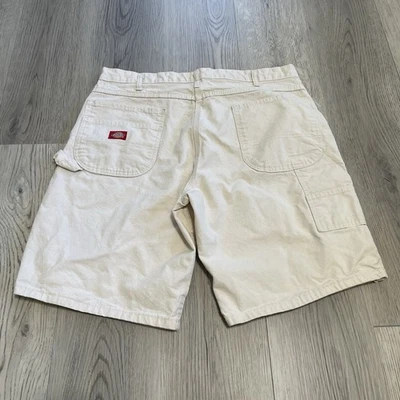 Vintage Dickies Carpenter Shorts Mens Size 38 Beige White Baggy Fit Skate Grunge - Image 1 of 4