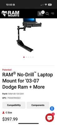 Ram Mounts Vehicle Mount System w Tough Tray No Drill RAM-VB-SW1 NIB Complete - Image 1 of 4