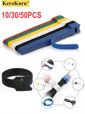 Cable Organizer Reusable Ties Velcros Hook & Loop Fastener Tape Ties Straps UK - Image 1 of 4