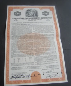 1967 - INTERNATIONAL STANDARD ELECTRIC CORPORATION - Bond Certificate - Picture 1 of 1