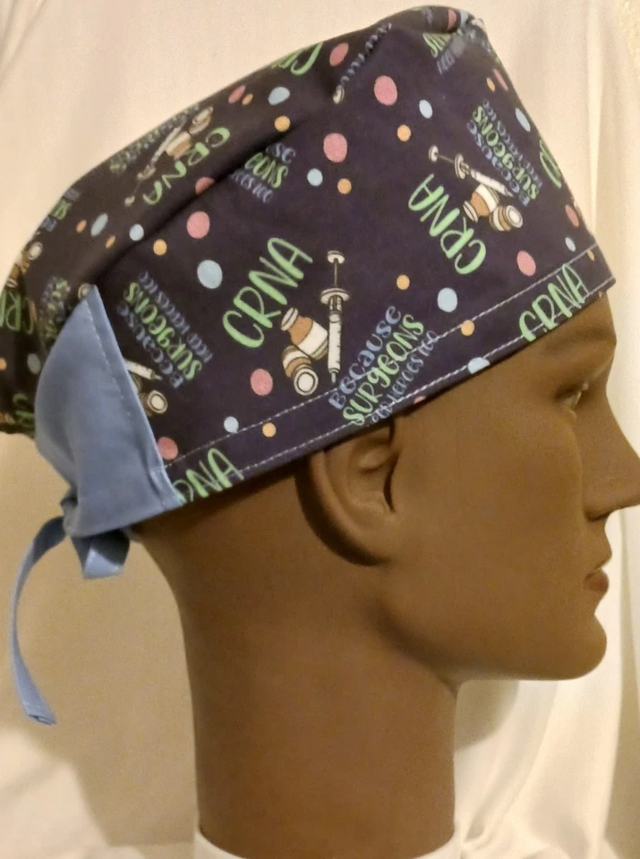 Men's Skull Cap for CRNA!  100% comfortable Cotton.  Main color dark purple.  - Image 1 of 3