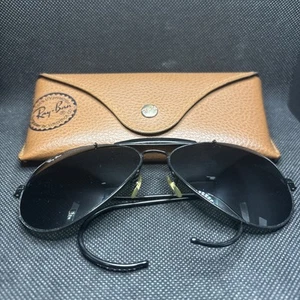 Vintage Ray Ban Outdoorsman Black Aviator Sunglasses Bausch & Lomb USA w/ Case - Picture 1 of 3