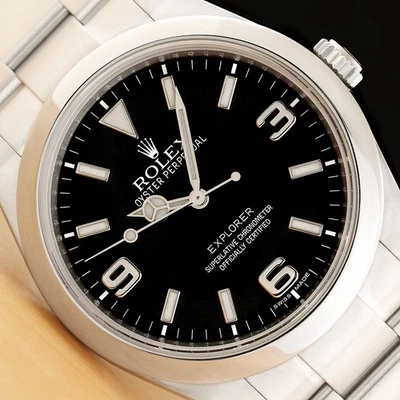 Rolex Herren Explorer I 214270 MK1 Schwarz 3-6-9 Ziffernblatt Edelstahl 39MM Uhr - Bild 1 von 4