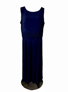 Jessica Howard Navy Blue Midi Dress Sz 16W Ruched Waistline Stretchy Comfort - Picture 1 of 13