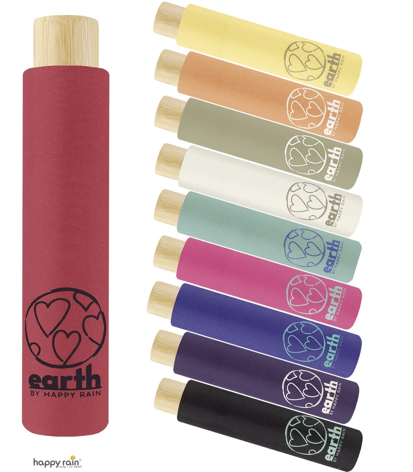 Happy Rain Regenschirm Damen Taschenschirm super mini klein bunt uni Earth