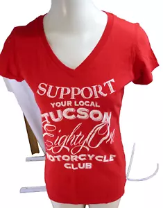 T-Shirt Vintage District Damen "Support Tuson 81 Motorcycle Club" rot Gr. M - Bild 1 von 8