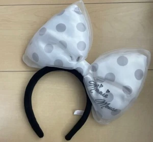 " White " Tokyo Disney Resort Headband Minnie Mouse Chiffon Ribbon TDS TDL TDR - Picture 1 of 3