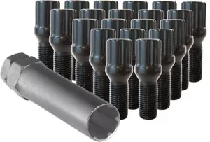 20 Pc AUDI SPLINE Black Lug Bolts Nuts 14m x 1.50 1.10" Length Part # 56820-BK - Picture 1 of 2