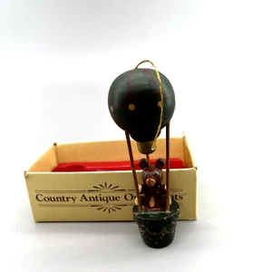 Vintage Country Antique Christmas Ornament Bear in Hot Air Balloon - Picture 1 of 12