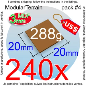 240x 3mm MDF 20mm 20x20mm Square Base Warhammer 40k Age Of Sigmar AOS - Bild 1 von 3