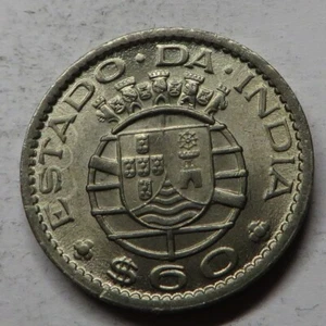 India-Portuguese 60 Centavos 1959 Copper-Nickel KM#32 UNC - Picture 1 of 2