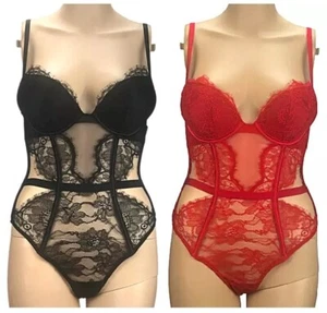 VICTORIA'S SECRET BOMBSHELL PUSH UP ADD 2 CUPS LACE TEDDY LINGERIE XS S M L XL - Picture 1 of 6