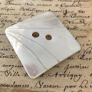 Antique Vintage Square Carved M.O.P. Shell Button 50mm Art Deco? - Picture 1 of 10