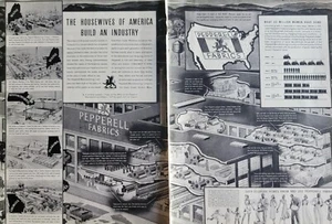 Pepperell Stoffe Fabrikansichten - Frauen Fortschritt Vintage 1937 Anzeige - Bild 1 von 1
