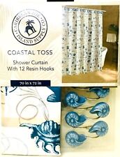 Caribbean Joe Island Supply Co Coastal Toss 70" X 72" Shower Curtain & 12 Hooks