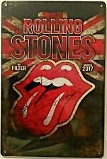 TIN SIGN 8x12 The Rolling Stones British flag rock roll band famous tongue A99