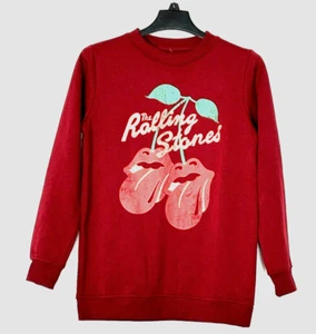 Women's Maroon The Rolling Stones Cherry Graphic Sweatshirt - Size XS - NWT - Picture 1 of 5