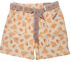 Pantaloncini chino morbidi pull on 7"" lino/nylon cintura pantaloni chino arancione taglia L - Foto 1 di 5