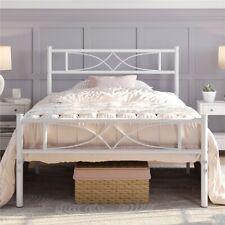 Single/Double/King Metal Bed Frames with Curved Design Headboard Black