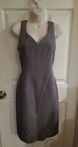 Rickie Freeman Teri Jon Nites Gray V- Neck Front & Back 100% Silk Dress Size 6 - Picture 1 of 9