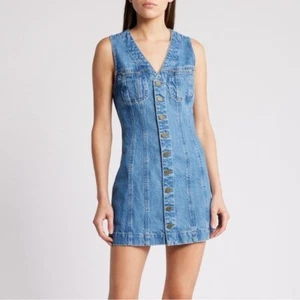 FRAME Denim Mini Dress Trucker Delaware Size 0 - Picture 1 of 7